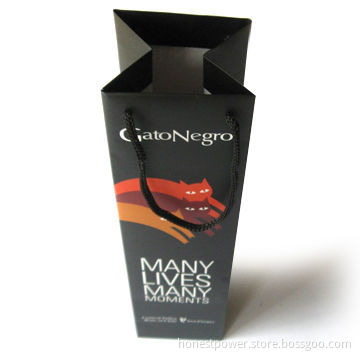 Wine Paper Bag with PP Rope Handle and Matte Lamination, Customized Sizes and Designs Accepted